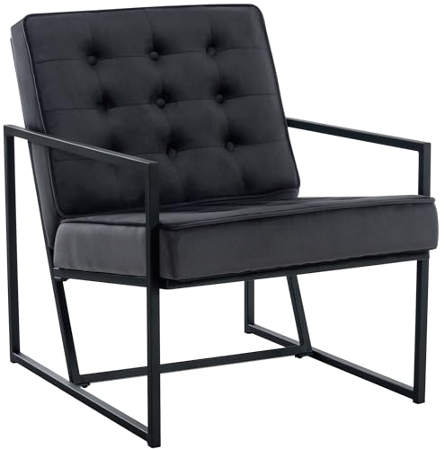Clp Lounger Avon Velvet - Sedia Da Lettura Con Rivestimento In Velluto Trapuntato E Robusta Struttura In Metallo, Colore:Grigio