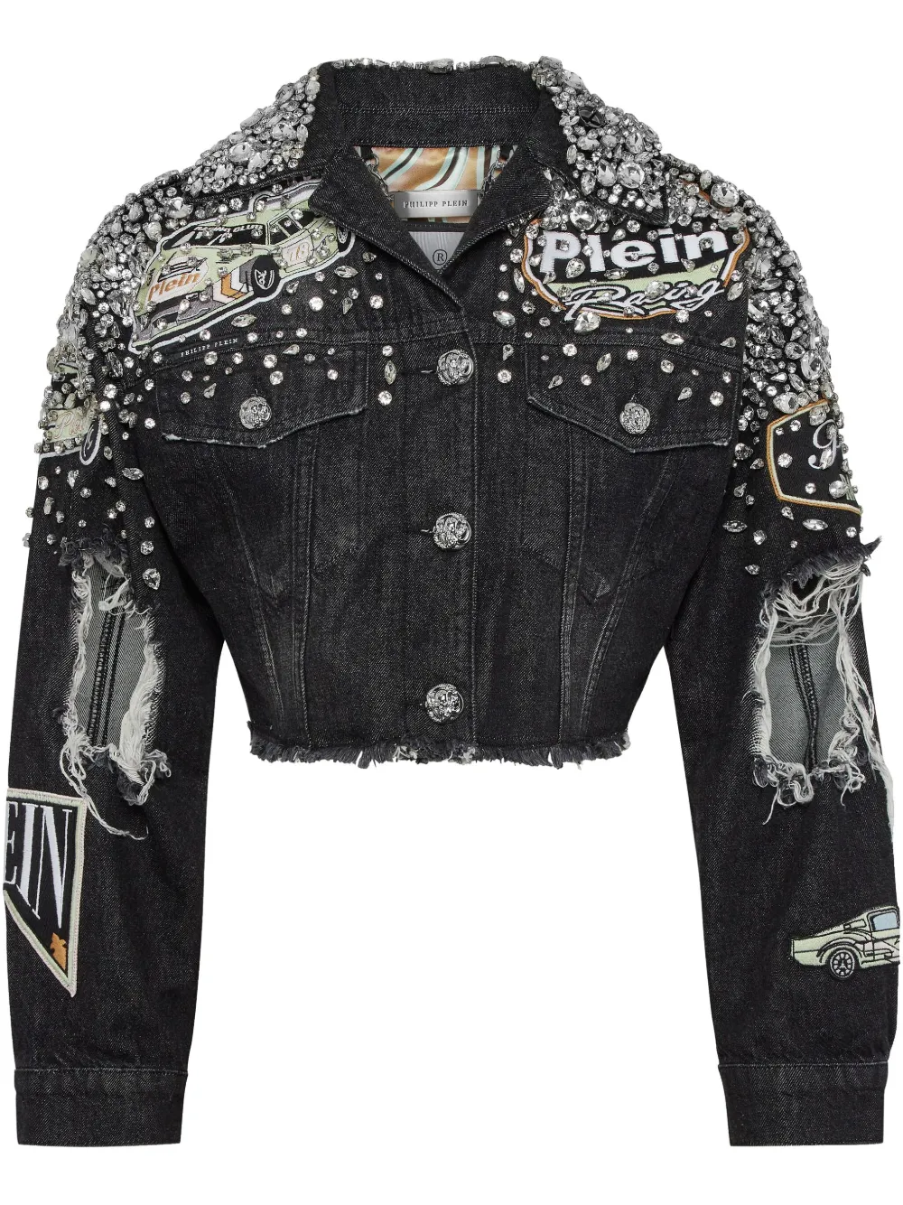 Philipp Plein crystal-embellished denim jacket - Nero