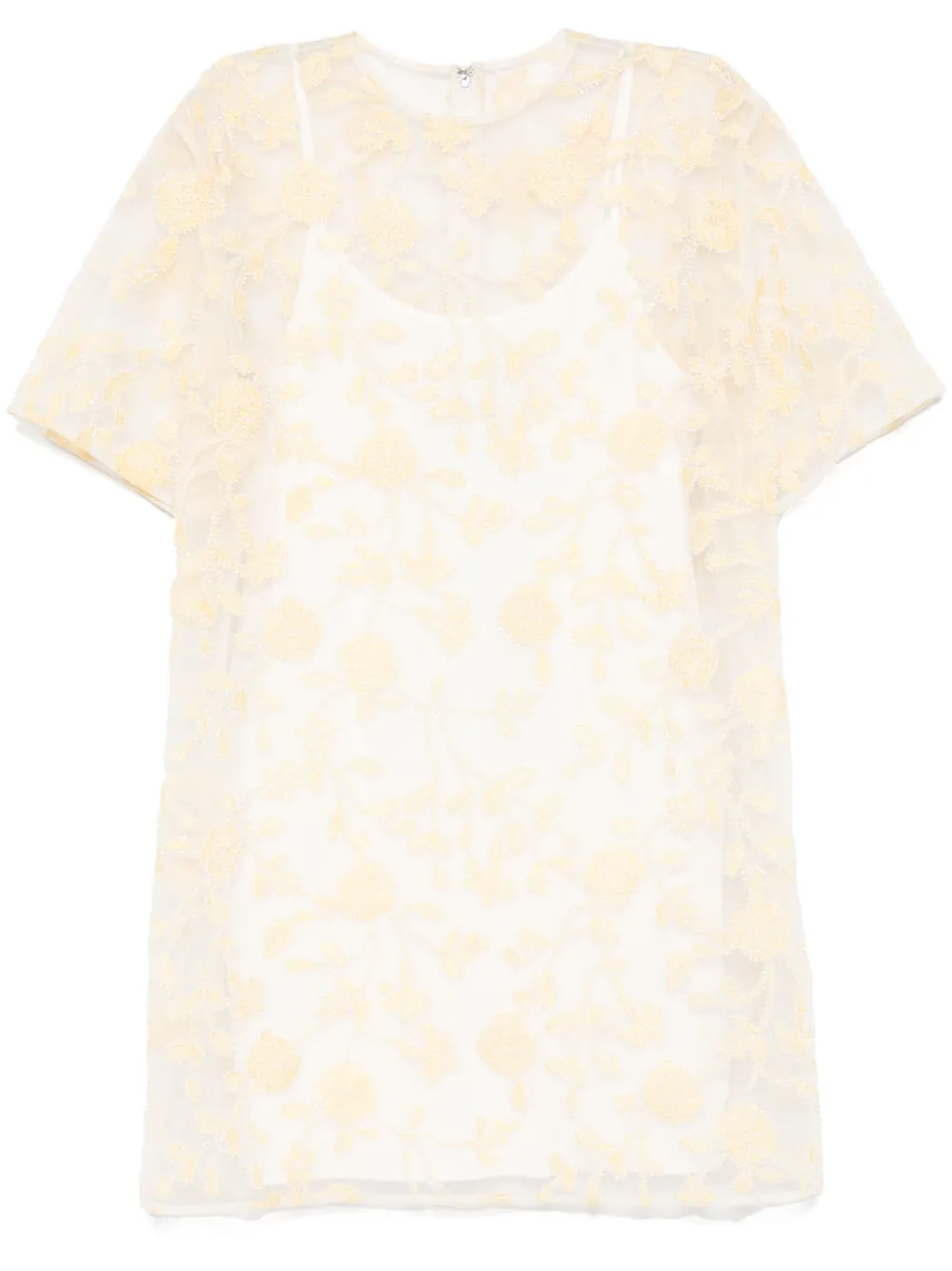 ROTATE BIRGER CHRISTENSEN floral-embroidered beaded mini dress - Giallo