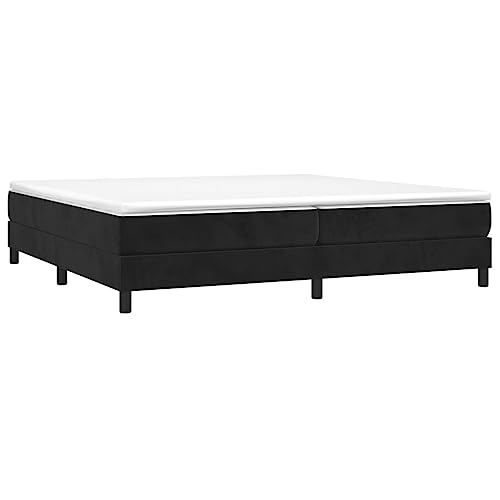 Vidaxl Cadre De Lit, Lit Rembourré, Lit Double Avec Sommier À Lattes, Lit Adulte De Chambre À Coucher, Moderne, Noir 200X200 Cm Velours