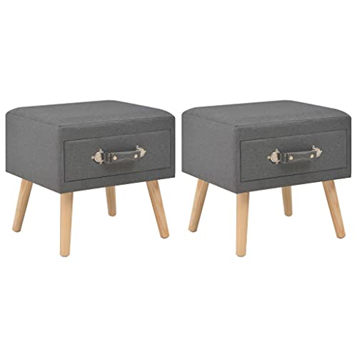 Vidaxl 2X Tables De Chevet Table De Nuit Commode Table D’Appoint Bout De Canapé Table Basse Chambre À Coucher Salon Salle De Séjour Gris Foncé Tissu