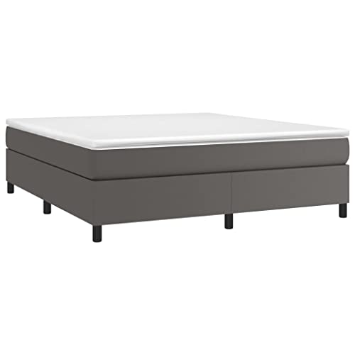 Vidaxl Cadre De Lit, Lit Rembourré, Lit Double Avec Sommier À Lattes, Lit Adulte De Chambre À Coucher, Moderne, Gris 180X200 Cm Similicuir