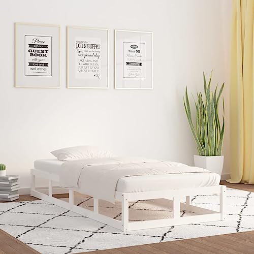 Vidaxl Cadre De Lit Sommier À Lattes Lit Simple Lit Adulte Cadre À Lattes Sur Pied Chambre À Coucher Intérieur Blanc 90X200 Cm Bois Massif