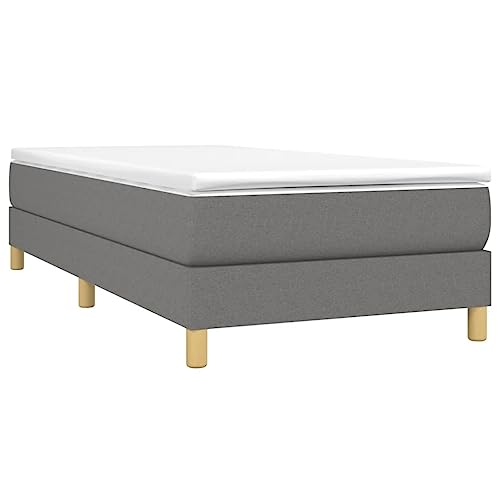 Vidaxl Cadre De Lit, Lit Rembourré, Lit Simple, Lit Adulte, Meuble De Chambre À Coucher Intérieur, Moderne, Gris Foncé 80X200 Cm Tissu