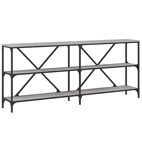 Vidaxl Table Console Sonoma Gris 180X30X75 Cm Bois D'Ingénierie Et Fer