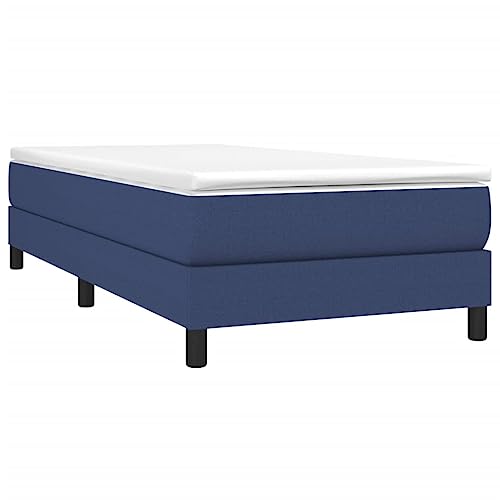 Vidaxl Cadre De Lit, Lit Rembourré Avec Pieds, Lit Simple Avec Sommier À Lattes, Lit Adulte De Chambre À Coucher, Moderne, Bleu 100X200 Cm Tissu