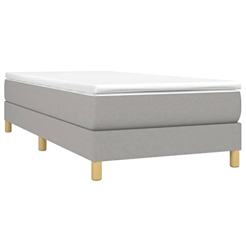 Vidaxl Cadre De Lit, Lit Rembourré, Lit Simple, Lit Adulte, Meuble De Chambre À Coucher Intérieur, Moderne, Gris Clair 80X200 Cm Tissu
