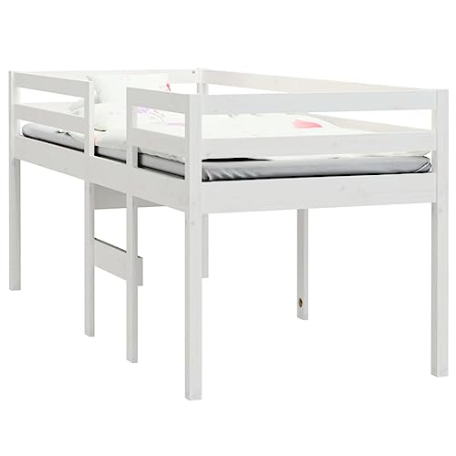 Vidaxl Lit Haut Cadre De Lit Simple Sommier À Lattes Lit Pour Enfants Meuble De Chambre À Coucher Blanc 90X200 Cm Bois De Pin Massif