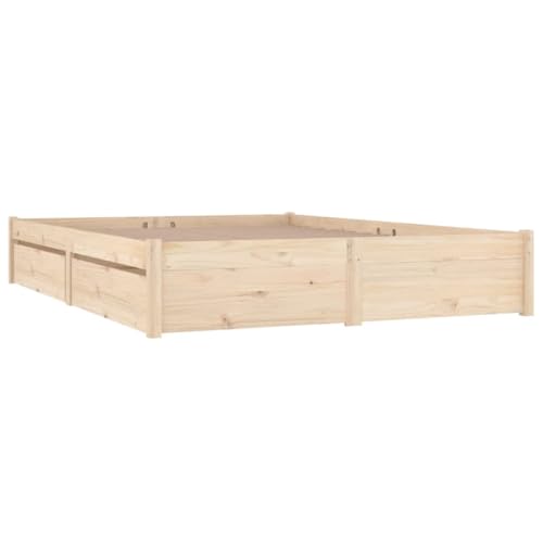 Vidaxl Cadre De Lit Avec Tiroirs Sommier À Lattes Lit Adulte Double Cadre À Lattes Sur Pied Chambre À Coucher Intérieur 140X190 Cm
