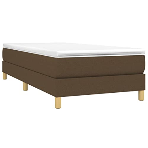 Vidaxl Cadre De Lit, Lit Rembourré, Lit Simple, Lit Adulte, Meuble De Chambre À Coucher Intérieur, Moderne, Marron Foncé 80X200 Cm Tissu