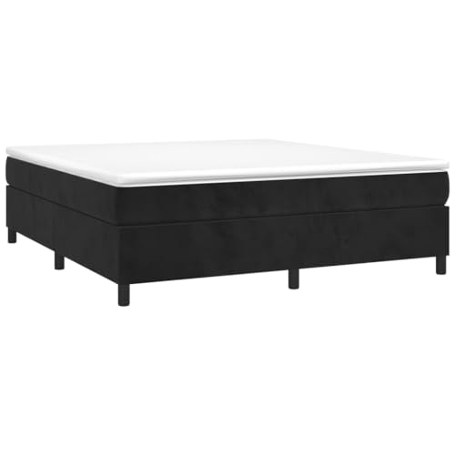 Vidaxl Cadre De Lit, Lit Rembourré, Lit Double Avec Sommier À Lattes, Lit Adulte De Chambre À Coucher, Moderne, Noir 180X200 Cm Velours