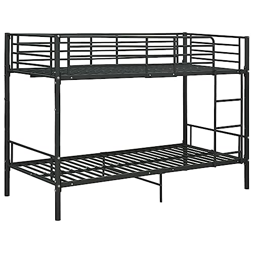 Vidaxl Lit Superposé Cadre De Lit Pour Enfants Sommier À Lattes Lit Simple Chambre À Coucher Maison Intérieur Noir Métal 90X200 Cm