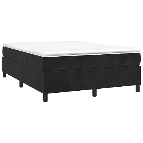 Vidaxl Cadre De Lit, Lit Rembourré, Lit Double Avec Sommier À Lattes, Lit Adulte De Chambre À Coucher, Moderne, Noir 140X200 Cm Velours