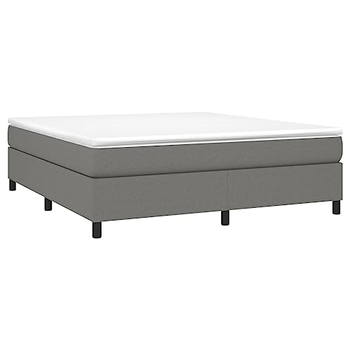 Vidaxl Cadre De Lit, Lit Rembourré, Lit Double Avec Sommier À Lattes, Lit Adulte De Chambre À Coucher, Moderne, Gris Foncé 160X200 Cm Tissu