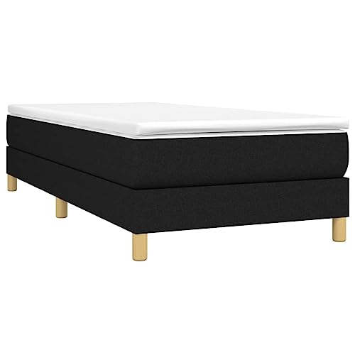 Vidaxl Cadre De Lit, Lit Rembourré, Lit Simple Avec Sommier À Lattes, Lit Adulte De Chambre À Coucher Intérieur, Moderne, Noir 80X200 Cm Tissu