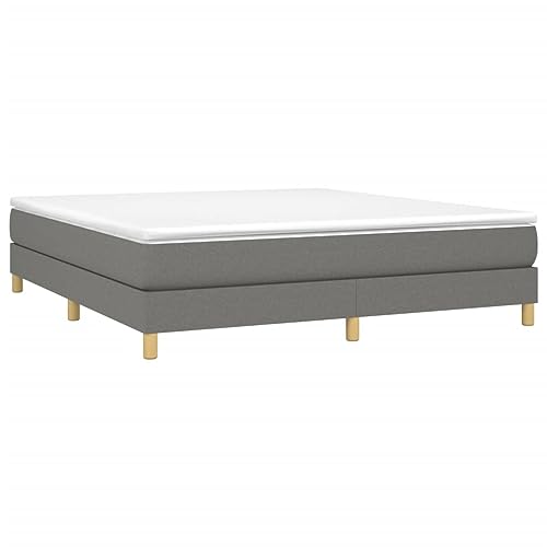 Vidaxl Cadre De Lit, Lit Rembourré, Lit Double Avec Sommier À Lattes, Lit Adulte De Chambre À Coucher, Moderne, Gris Foncé 180X200 Cm Tissu