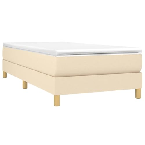 Vidaxl Cadre De Lit, Lit Rembourré, Lit Simple Avec Sommier À Lattes, Lit Adulte De Chambre À Coucher Intérieur, Moderne, Crème 90X190 Cm Tissu