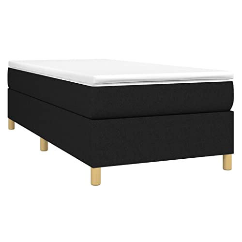 Vidaxl Cadre De Lit, Lit Rembourré, Lit Simple Avec Sommier À Lattes, Lit Adulte De Chambre À Coucher Intérieur, Moderne, Noir 90X190 Cm Tissu