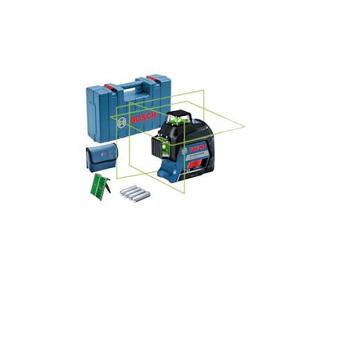 Bosch Professional Niveau Laser Lignes Gll 3-80 G (Laser Vert, Pour L'Intérieur, Portée : Jusqu’À 30 M, 4 Piles Aa, Dans Coffret De Transport)