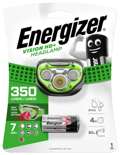Energizer Lampe Frontale Led Vision Hd+, Lampe Puissante 250 Lumens, Résistante À L'Eau, Piles Incluses