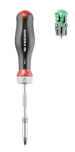 Facom Tournevis Porte-Embouts À Cliquet Protwist Avec 15 Embouts - Manche Ergonomique Bi-Matière - Cliquet 45 Dents De Grande Qualité - Atcl.1Pb