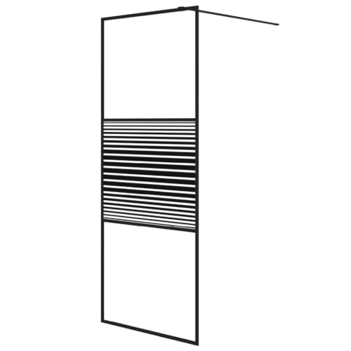Vidaxl Paroi De Douche Ecran Cloison Cabine De Douche Salle De Bain Intérieur Résistance Aux Eclaboussures Noir 80X195 Cm Verre Esg Transparent