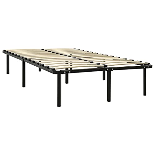 Vidaxl Cadre De Lit Sommier À Lattes Lit Double Adulte Cadre À Lattes Sur Pied Chambre À Coucher Maison Intérieur Noir Métal 120X200 Cm