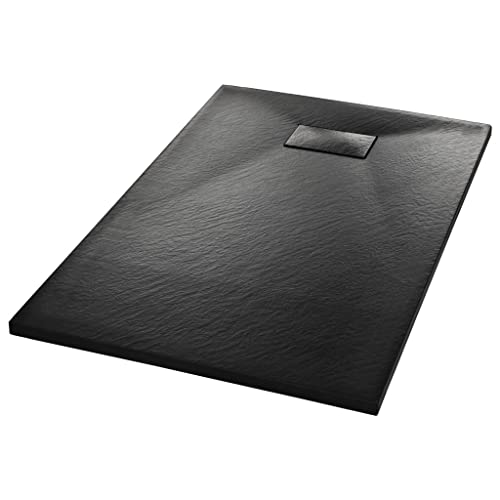 Vidaxl Bac De Douche Receveur De Douche Rectangulaire Salle De Bain Maison Intérieur Trou De Drain Standard De 9 Cm Smc Noir 100X80 Cm