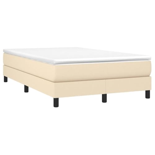 Vidaxl Cadre De Lit, Lit Rembourré Avec Pieds, Lit Double Avec Sommier À Lattes, Lit Adulte De Chambre À Coucher, Moderne, Crème 120X200 Cm Tissu