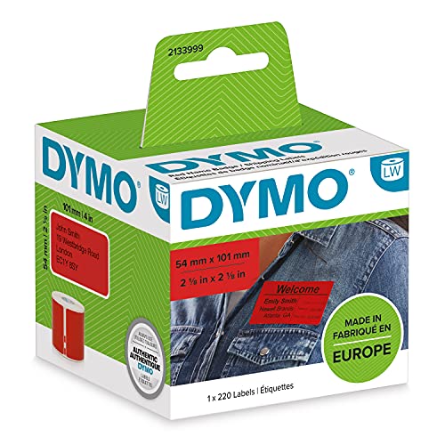 Dymo Lw Grandes Étiquettes Authentiques D'Expédition/Insignes De Nom | Impression Noire Sur Étiquette Rouge | 54 Mm X 101 Mm | Auto-Adhésif | Rouleau 