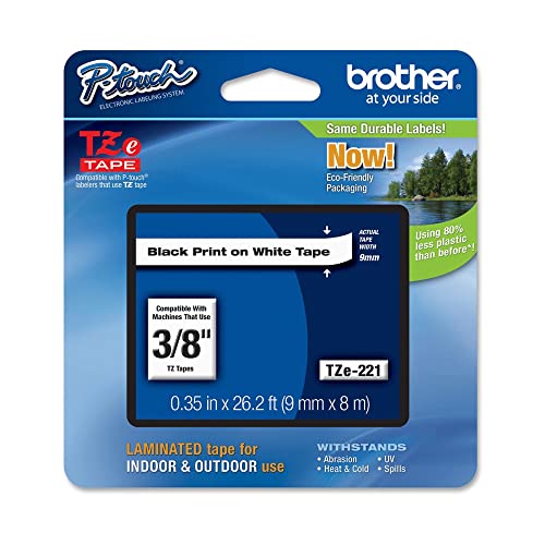 Brother Black On White Gloss Laminated Tape, 9 Mm, Tz Label-Making Tape, 9 Mm, Tz, 8 M, 9 Mm