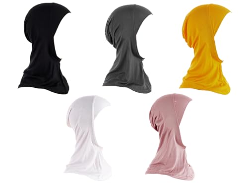 Kellegour 5 Pz Donne Hijab Undercap,Underscarf Hijab Cap,Sciarpa Avvolgente Islamica,Sciarpa Islamica,Cappello Turbante,Musulmani Interni Hijab Caps C