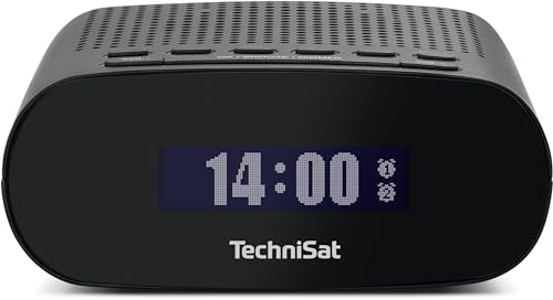 Technisat Techniradio 50 - Radiosveglia Compatta (Dab+, Fm, Con Grande Display Lcd, Doppia Allarme, Jack Per Cuffie, 1 Watt, Alimentatore Usb), Nero