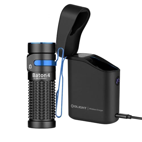 Torcia Edc Olight Baton 4 Premium | Potenza 1300 Lumen | Caricabatterie Wireless Incluso | Autonomia Di 190 Giorni (Nero)