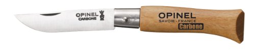 Scatola 12 Coltelli Carbonio N 4 Manico Faggio 6,5 Cm Ghiera Fissa Opinel 940.04