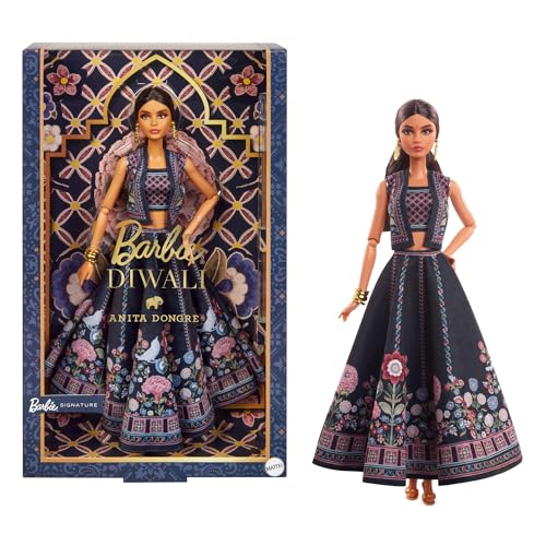 Barbie Signature - Diwali By Anita Dongre, Bambola Da Collezione Con Look Midnight Bloom, Lehenga Disegnato Per La Festa Delle Luci E Piedistallo, Gio
