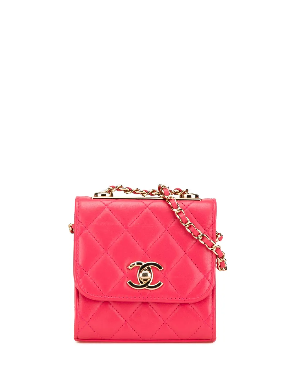 CHANEL Pre-Owned 2019 Mini Lambskin Trendy CC Clutch With Chain crossbody bag - Rosa