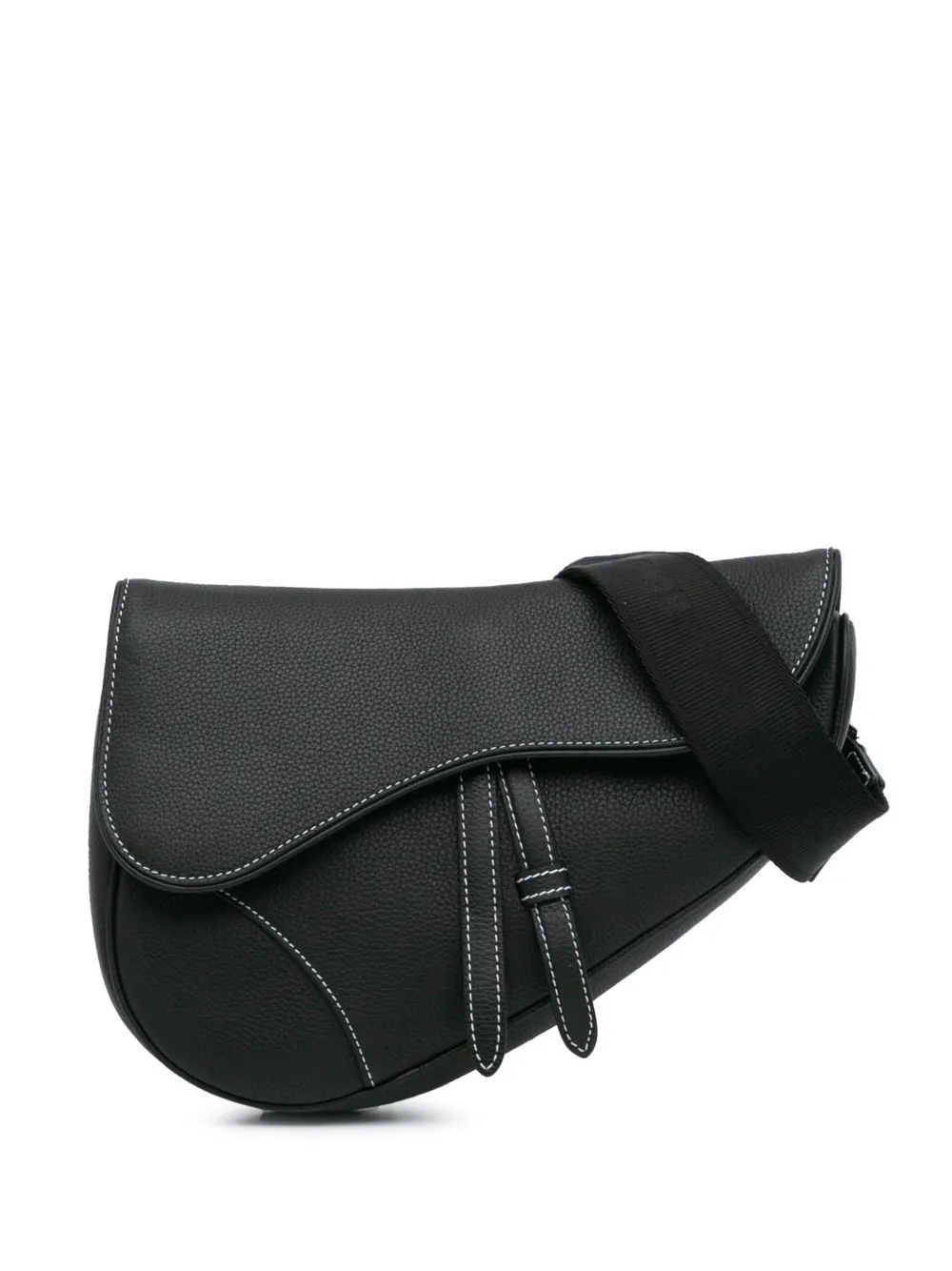 Christian Dior Pre-Owned 2020 Kim Jones Grained Calfskin Saddle Bag crossbody bag - Nero
