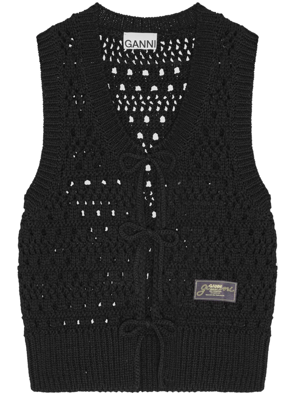 GANNI Cardigan in maglia traforata - Nero