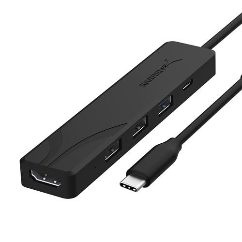 Sabrent Hub Usb-C Multipresa [5-Porte] Con 4K Hdmi | Usb Tipo-C Pd (60W) | Usb 3.2 Gen 1 Porta| 2 Usb 2.0 Porte Compatibile Con Ps5, Pc, Macbook (Hb-T