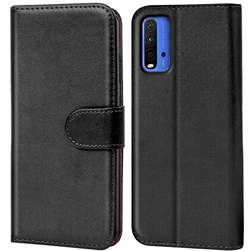 Verco Custodia Per Xiaomi Redmi 9T, Case Per Redmi 9T Cover Pu Pelle Portafoglio Protettiva, Nero