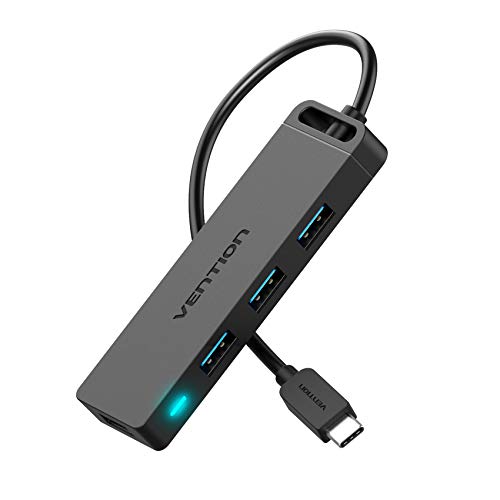 Vention Hub Usb C, 4-In-1 Usb C Ethernet Hub, Type C A 4 Porta Usb Multipla 3.0 Sdoppiatore Usb, Adattatore Usb Per Macbook Pro, Xps, Laptop (0,15M)