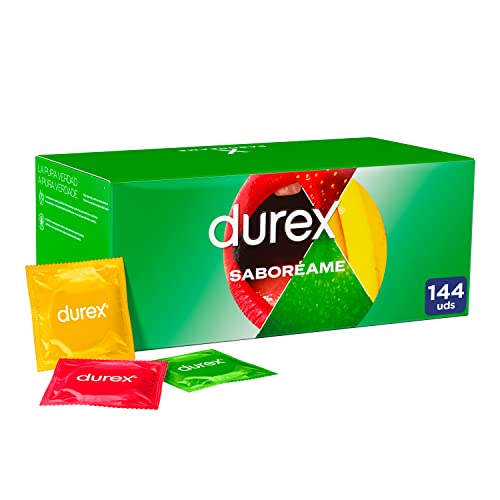 Durex Preservativi Gustomi Con Sapori Fruttati - Fragola, Banana, Arancione E Mela - Confezione Risparmio 144 Preservativi