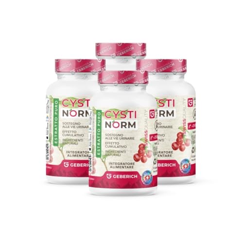 (4 Pacchi) Cystinorm – Supporto Della Normale Funzione Vescicale – 30 Capsule – Con Mirtillo Rosso, D-Mannosio, Uva Ursina, Punarnava – Integratore Al