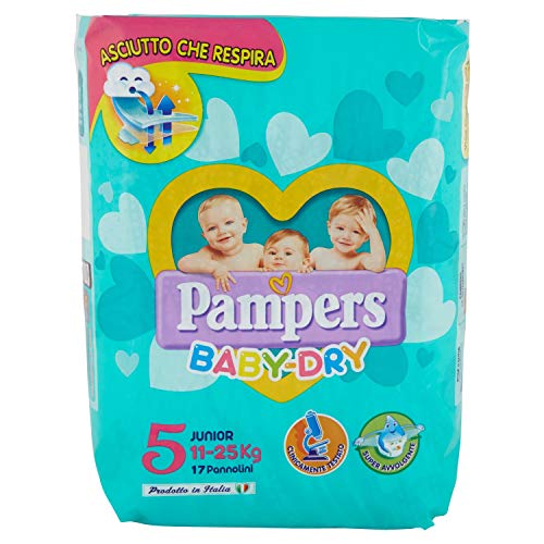 Pampers Baby Dry Pannolini Junior, Taglia 5 (11-25 Kg), 17 Pannolini