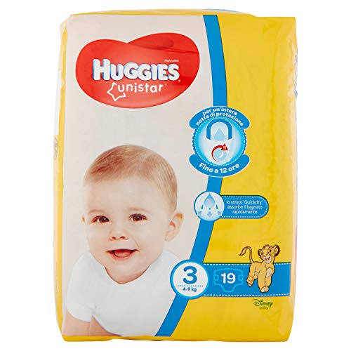 Huggies Unistar Pannolini, Taglia 3 (4 - 9 Kg), Confezione Da 19 Pannolini