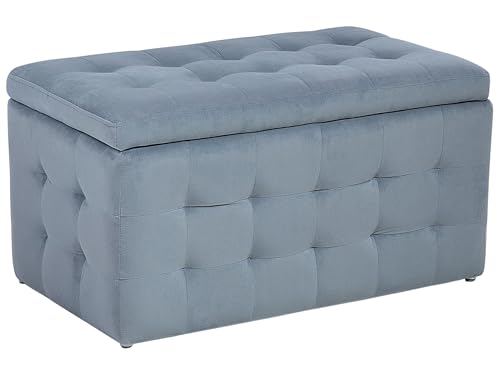 Pouf Cassapanca Imbottito In Velluto Grigio Stile Chesterfield