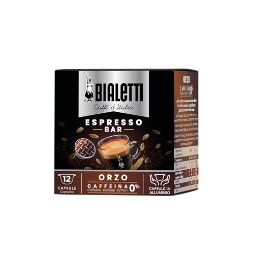 Bialetti Caffè D'Italia, Box 12 Capsule, Orzo, Compatibili Con Macchine Bialetti Sistema Chiuso, 100% Alluminio