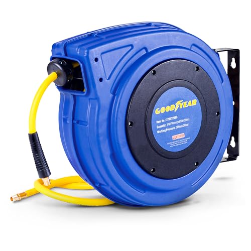 Goodyear Retrattile Compressore D'Aria/Acqua Avvolgitubo, Max. 300Psi (3/8" X 65 Ft) Hybrid Polymer Tubo
