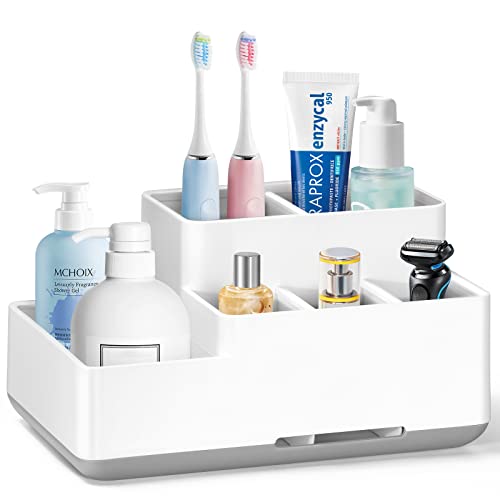 Portaspazzolino Elettrico Rimovibile, Antiscivolo, Con 6 Scomparti E Fori Di Drenaggio, Organizer Per Bagno, Cucina E Famiglia